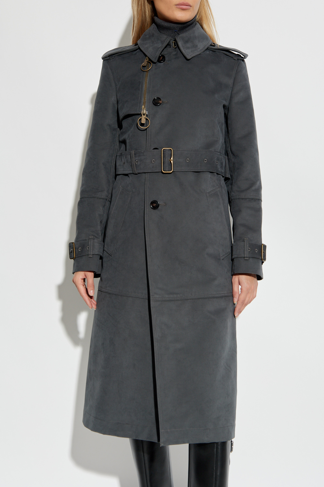Grey Cotton trench coat with belt Burberry - Vitkac Italy Grey Cotton trench coat with belt Burberry - Vitkac Italy